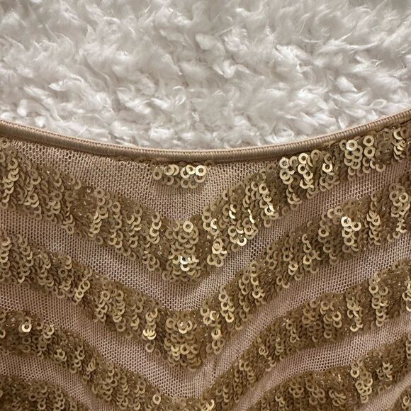 Dress the Population Gold Long Sleeve Sequin Dress holiday new years stretchy-M - Picture 6 of 11